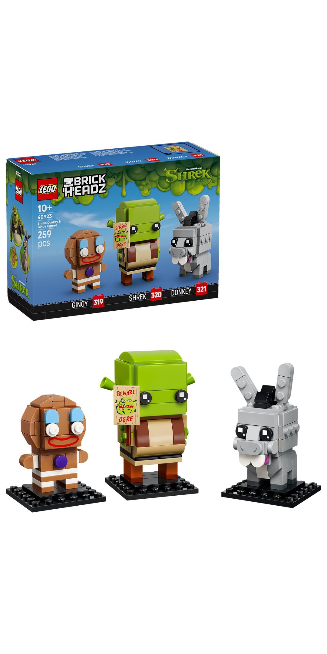 לגו ™BrickHeadz – דמויות של שרק, חמור וג'ינג'י (40923)-2