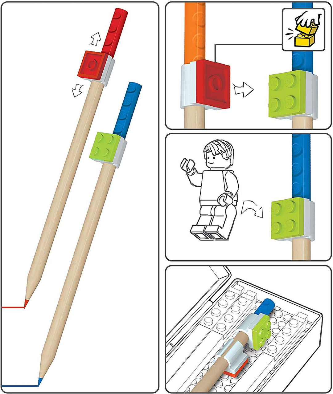 לגו סט 12 עפרונות צבעוניים עם טופ לגו אחד (52064)-1