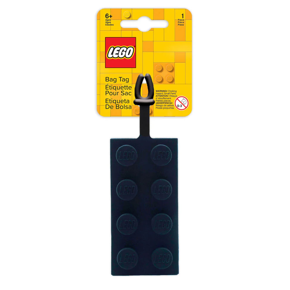 לגו תג לתיק - לבנת 2x4 אייקונית בצבע שחור (53654)-0