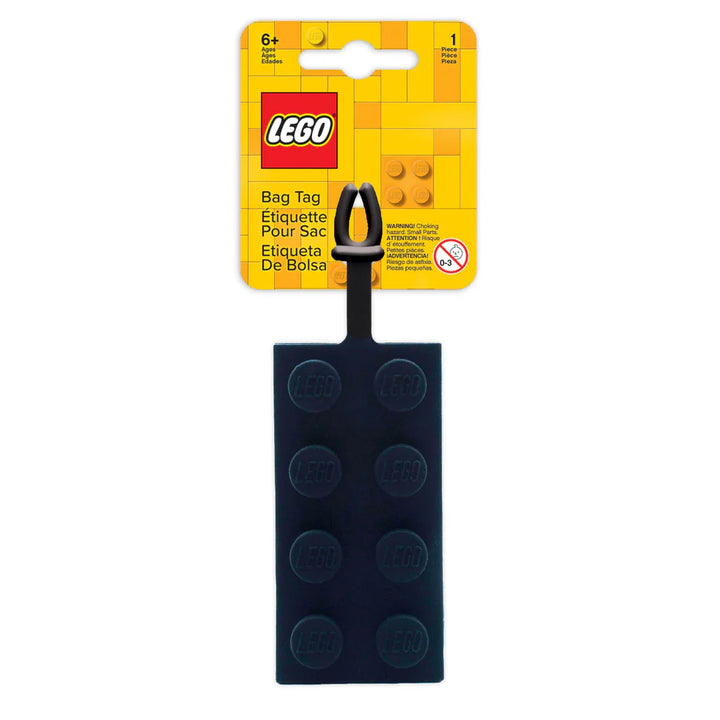 לגו תג לתיק - לבנת 2x4 אייקונית בצבע שחור (53654)-1