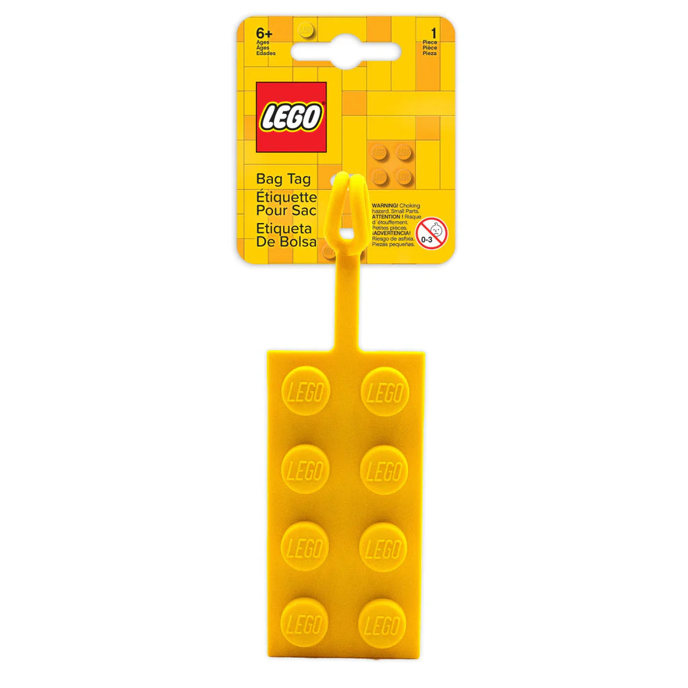 לגו תג לתיק - לבנת 2x4 אייקונית בצבע צהוב (53657)-0