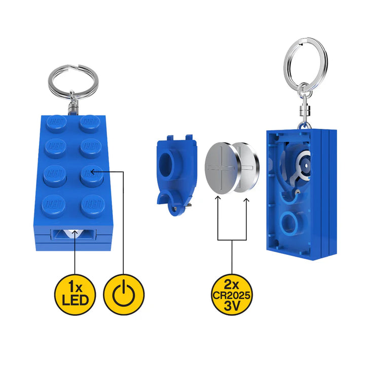 לגו מחזיק מפתחות עם תאורת LED - לבנת LEGO 4X2 כחולה (KE234HB)-3
