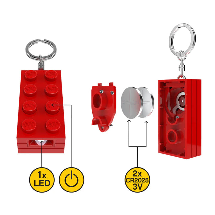 לגו מחזיק מפתחות עם תאורת LED - לבנת LEGO 4X2 כחולה (KE234HR)-3