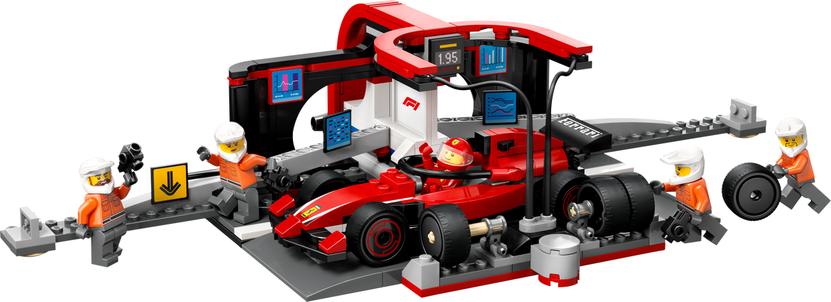 לגו City - תחנת עצירה וצוות תיקונים של F1® עם מכונית Ferrari (60443)-1