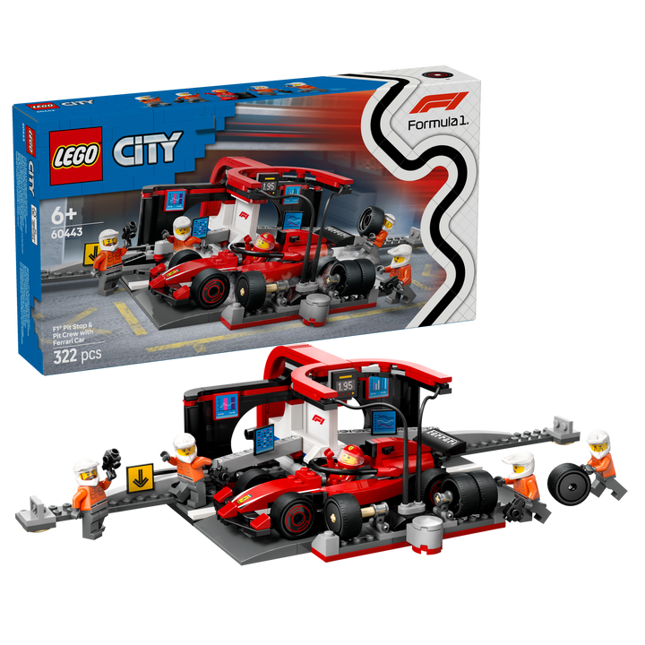 לגו City - תחנת עצירה וצוות תיקונים של F1® עם מכונית Ferrari (60443)-2
