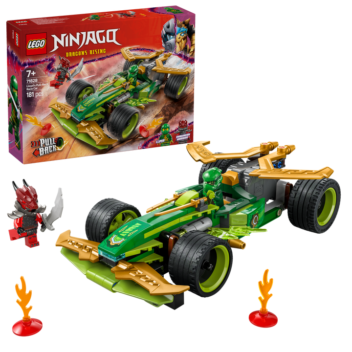 לגו NINJAGO® - מכונית מרוץ משוך וסע של לויד (71828)-2
