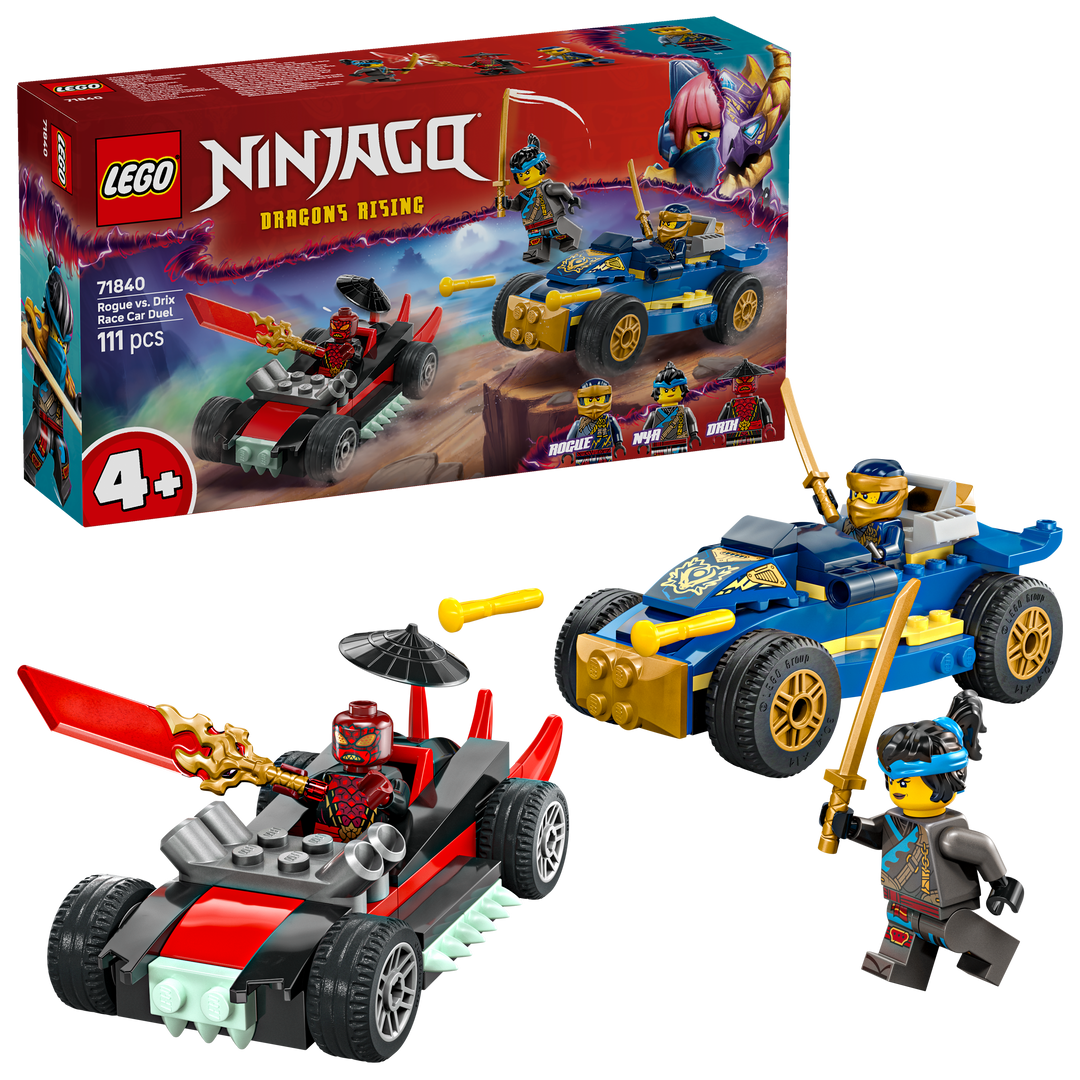 לגו NINJAGO® - רוג נגד דריקס בדו-קרב מכוניות מרוץ (71840)-1
