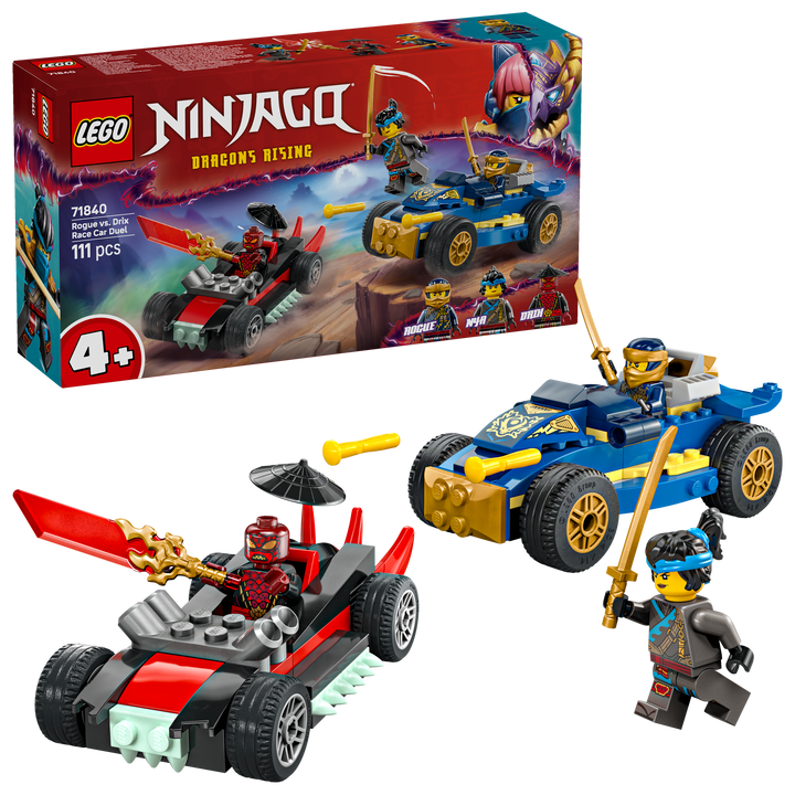 לגו NINJAGO® - רוג נגד דריקס בדו-קרב מכוניות מרוץ (71840)-2