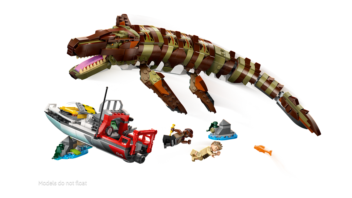 לגו Jurassic World - משימה על סירה ומוזאזאורוס בנויים מלבנים (76974)-5