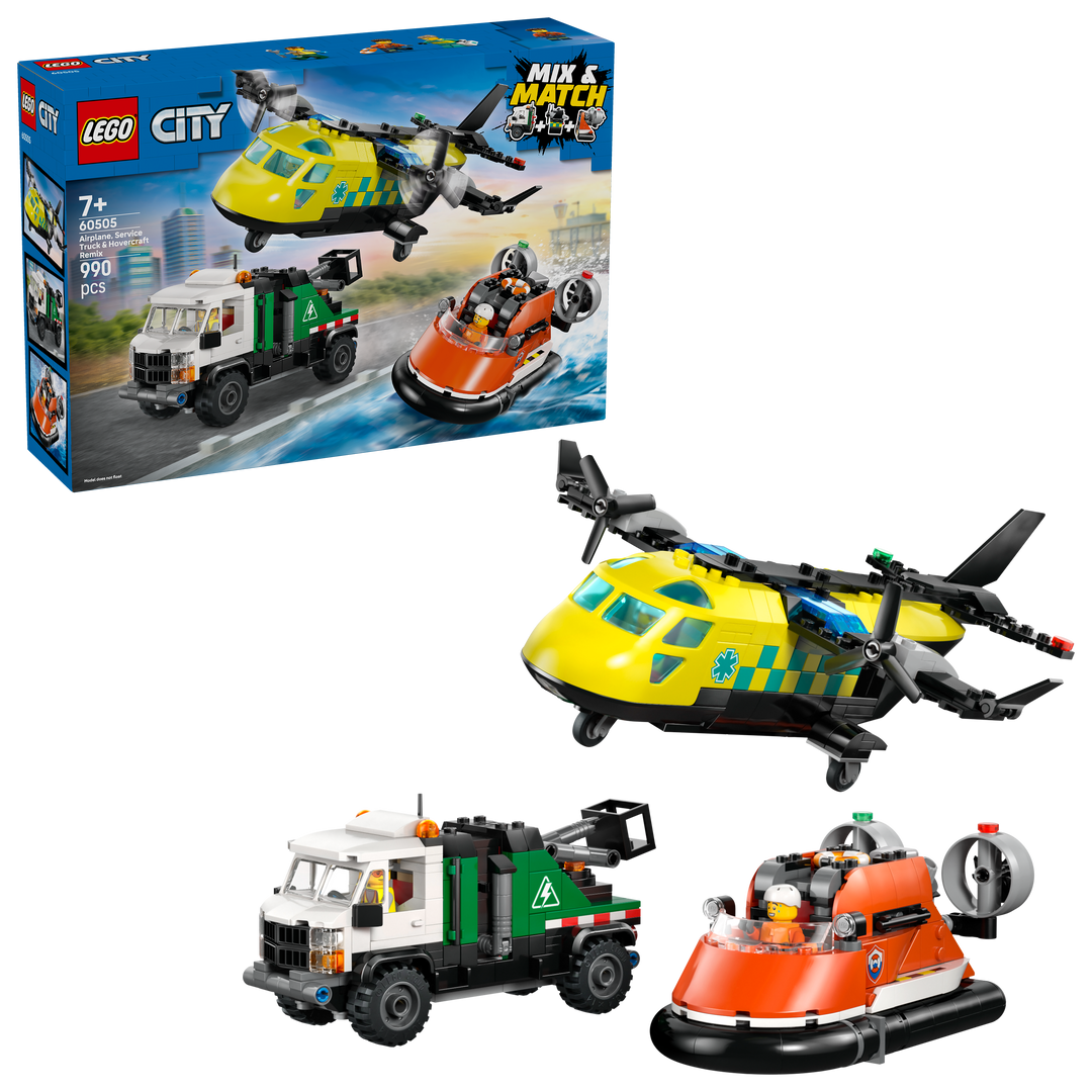 לגו City - רמיקס של מטוס, משאית שירות ורחפת (60505)-1