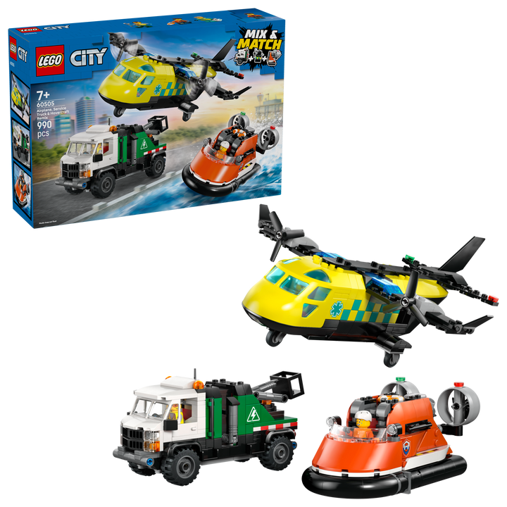 לגו City - רמיקס של מטוס, משאית שירות ורחפת (60505)-2