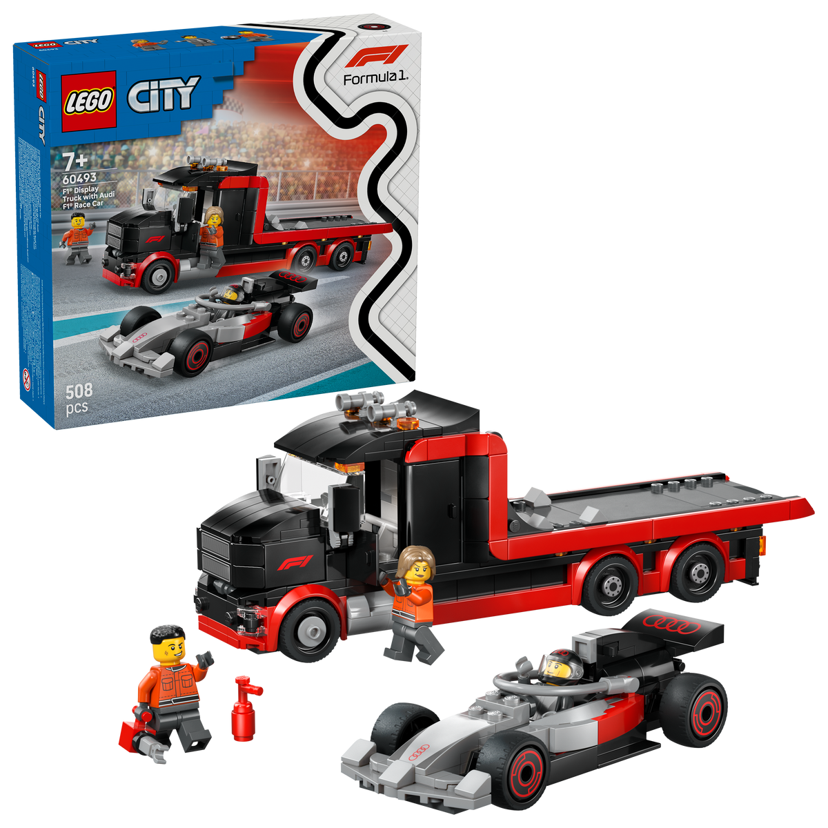 לגו City - משאית עם מכונית מרוץ ®Audi F1 בתצוגת ®F1 (60493)-2