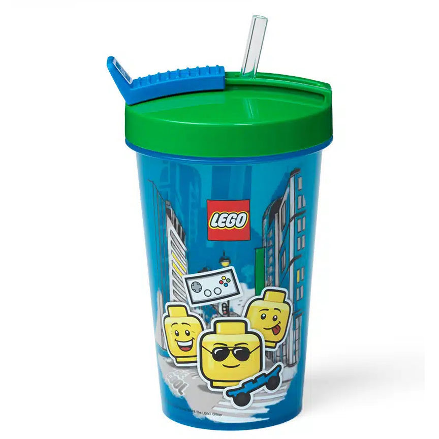 ספל טיולים עם קש – LEGO ICONIC בצבע כחול (40441724)